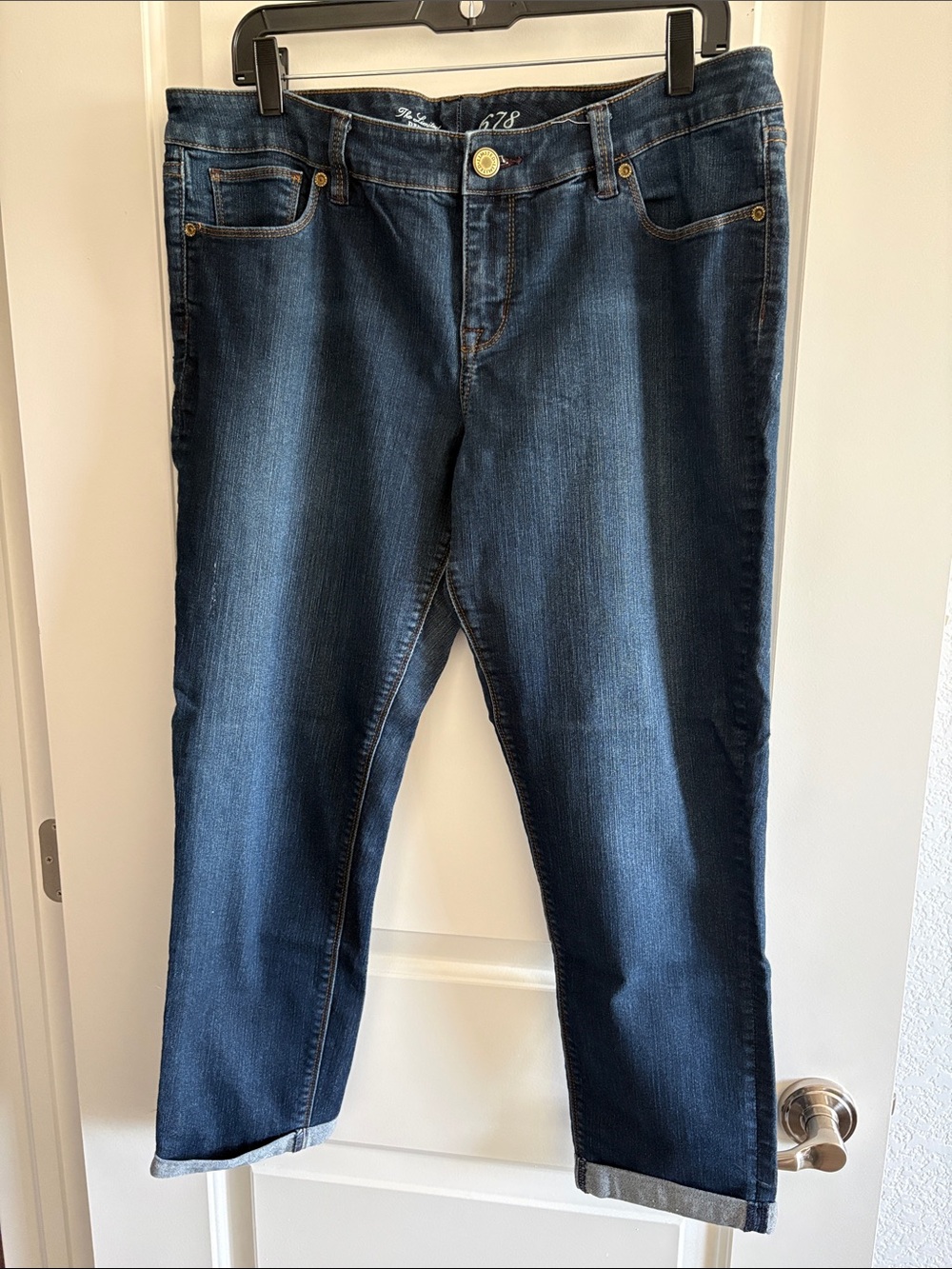 The Limited Dark Blue Cropped Stretch Jeans